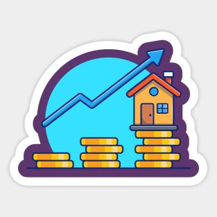 House With Gold Coin Statistic Cartoon (2) Sticker